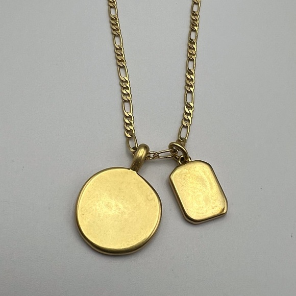 Madewell Gold Tone Charm Necklace Circle Square Basic Preppy Minimalist Neutral - Picture 9 of 9